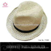 Summer Beige Paper Straw Fedora For Men Women